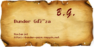 Bunder Géza névjegykártya
